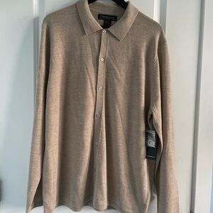 NWT Christian Lacroix 100% extra fine merino wool Polo Cardigan Sweater.